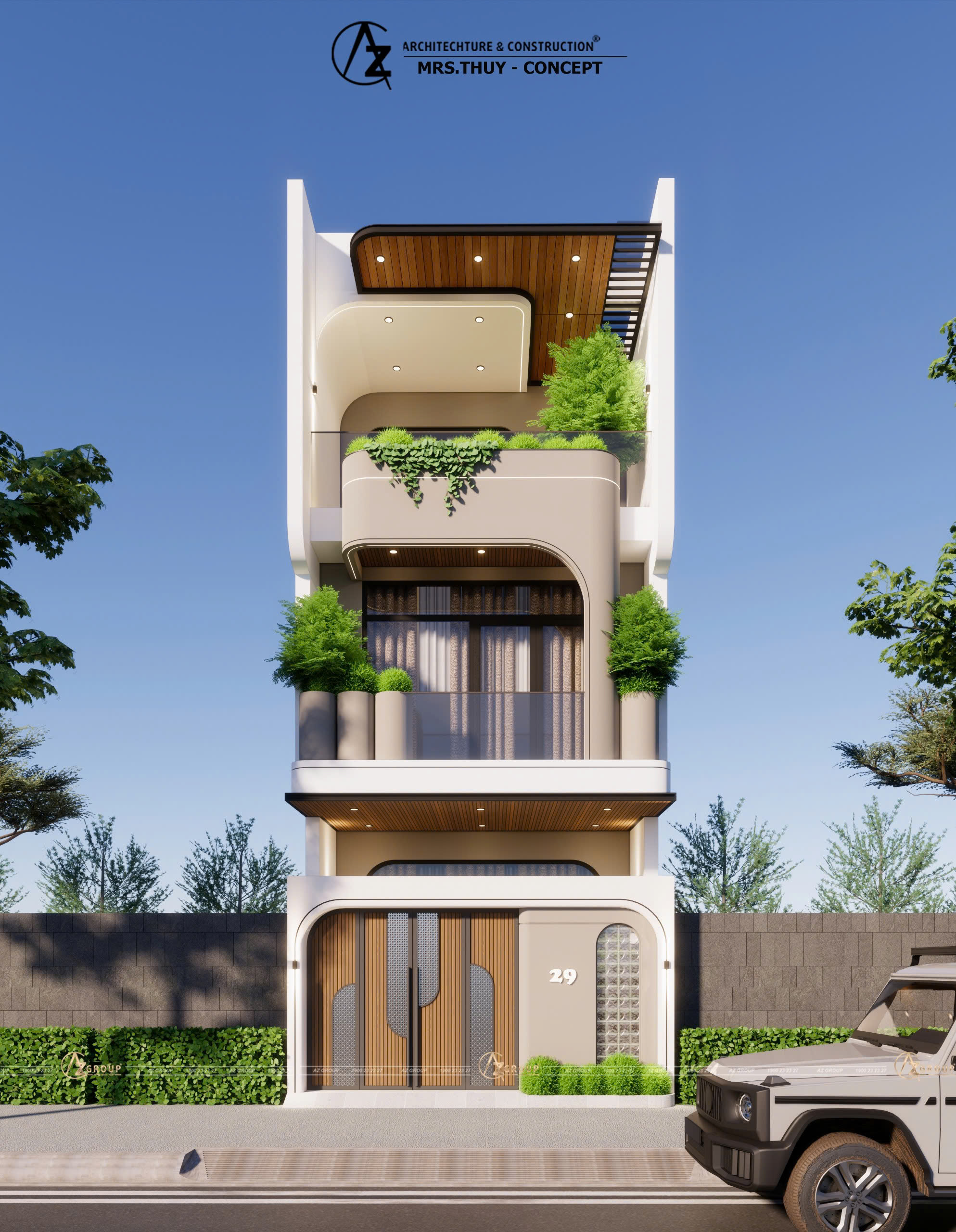 Thiết kế nhà phố đẹp hiện đại 2 tầng 1 tum
