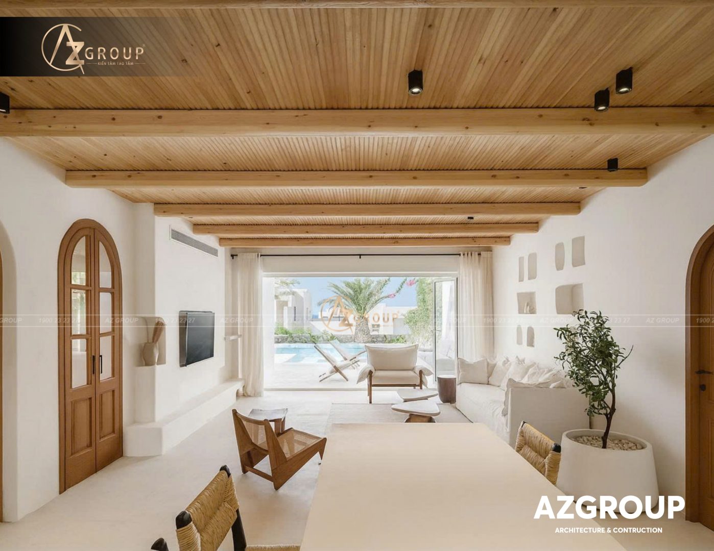 4 1 AZGroup - Công ty Thiết kế & Thi công Xây dựng trọn gói - công ty xây nhà trọn gói uy tín Biệt thự 2 tầng Địa Trung Hải