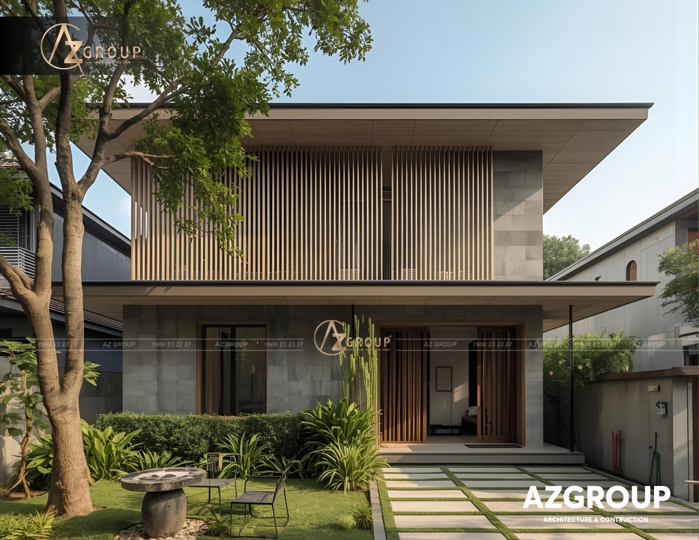 142 AZGroup - Công ty Thiết kế & Thi công Xây dựng trọn gói - công ty xây nhà trọn gói uy tín Mẫu thiết kế biệt thự Nhật Bản hiện đại 2025 – Tinh tế, tối giản và hài hòa cùng thiên nhiên