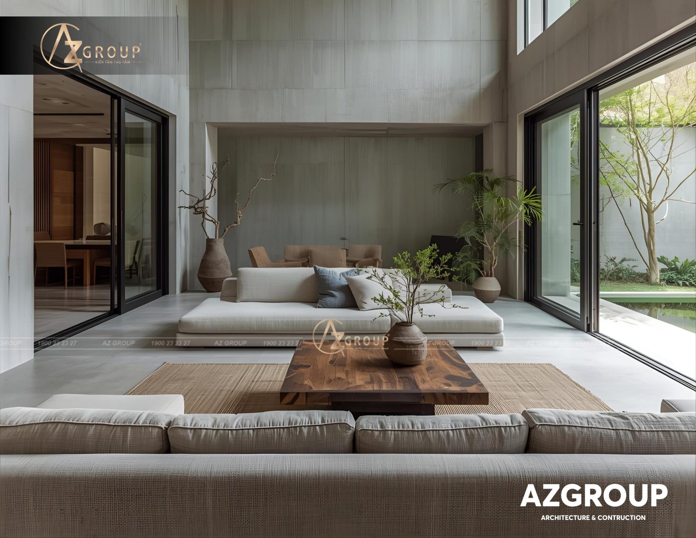 154 AZGroup - Công ty Thiết kế & Thi công Xây dựng trọn gói - công ty xây nhà trọn gói uy tín Mẫu thiết kế biệt thự Wabi-Sabi tối giản 2025 – Khi vẻ đẹp đến từ sự bất toàn và an yên